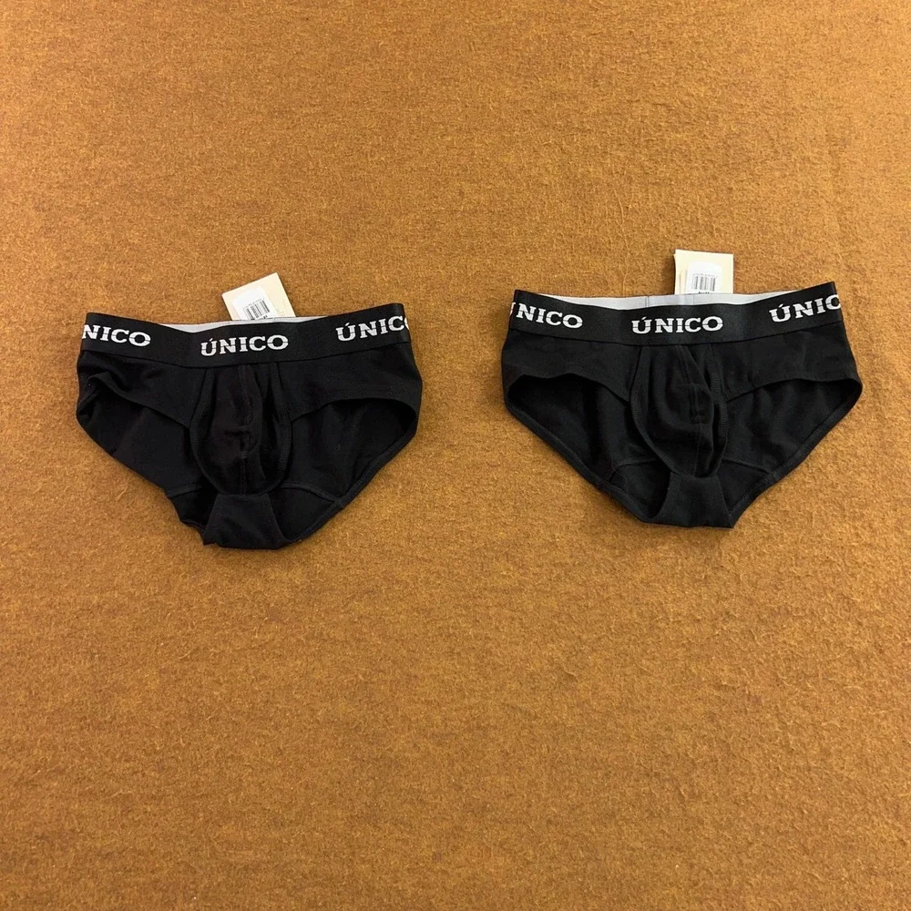 Mundo Unico Mens Medium Black Brief Copa Cotton Spandex Underwear 2-Pack NWT